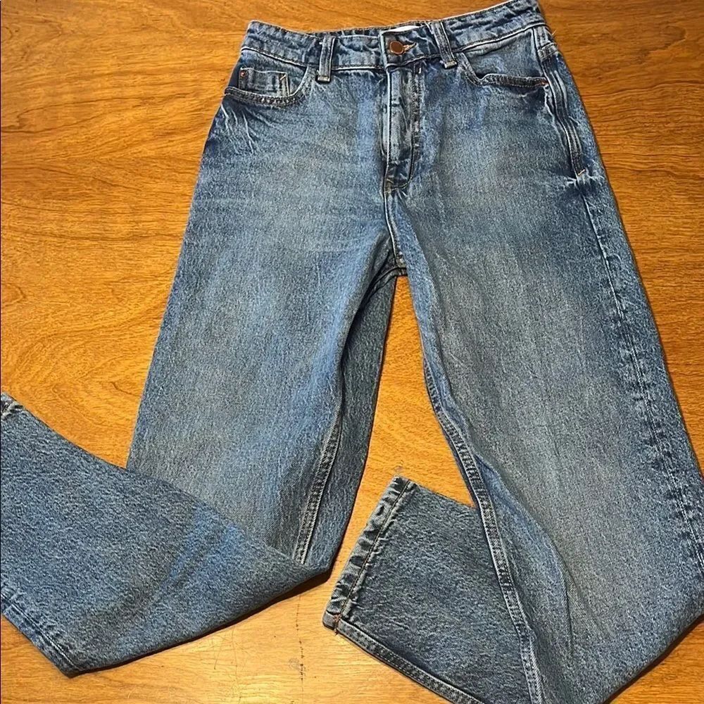 Zara High Waisted Straight Leg Jeans